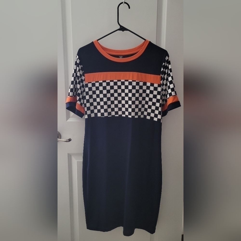 SIZE: 1X (14) Shein Unity Plus Colorblack Checked Bodycon Dress